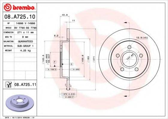 Тормозной диск BS 7790 BRECO