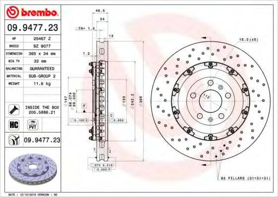 Тормозной диск 09.9477.23 BREMBO