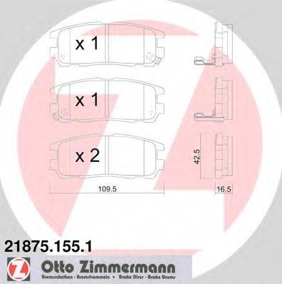 Комплект тормозных колодок, дисковый тормоз 21875.155.1 ZIMMERMANN