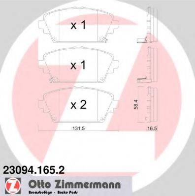 Комплект тормозных колодок, дисковый тормоз 23094.165.2 ZIMMERMANN