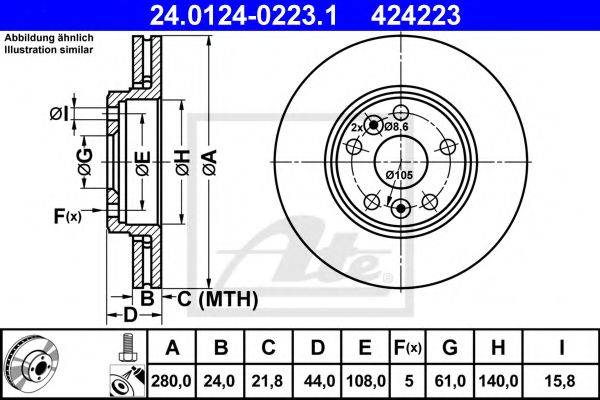Тормозной диск 24.0124-0223.1 ATE