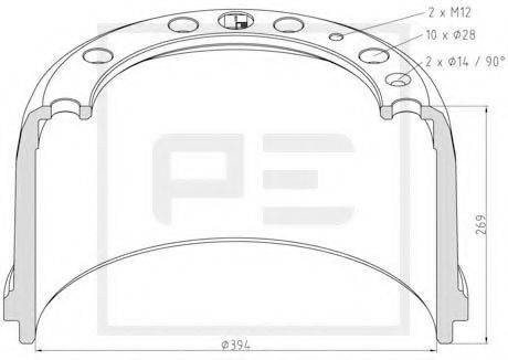 Тормозный барабан 146.069-00A PE Automotive