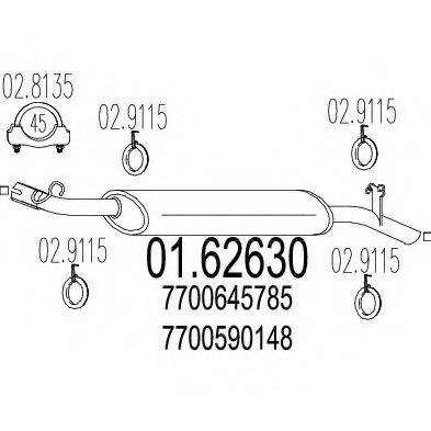 Глушитель выхлопных газов конечный 01.62630 MTS