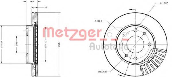 Тормозной диск 6110433 METZGER