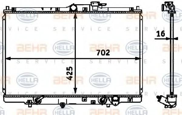 Радиатор, охлаждение двигателя 8MK 376 718-521 HELLA