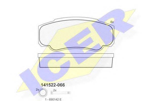 Комплект тормозных колодок, дисковый тормоз 141524 ICER