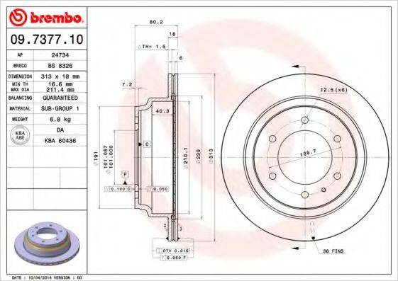 Тормозной диск 09.7377.10 BREMBO