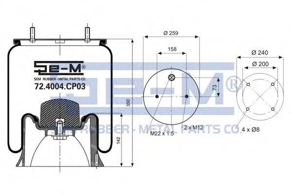 Баллон пневматической рессоры 72.4004.CP03 SEM LASTIK