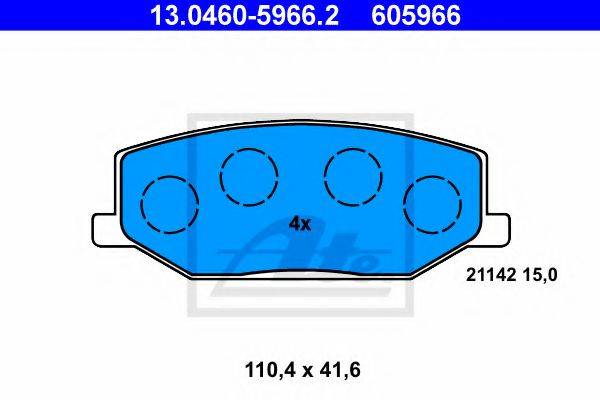 Комплект тормозных колодок, дисковый тормоз 13.0460-5966.2 ATE