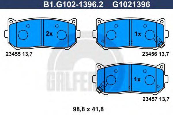 Комплект тормозных колодок, дисковый тормоз B1.G102-1396.2 GALFER