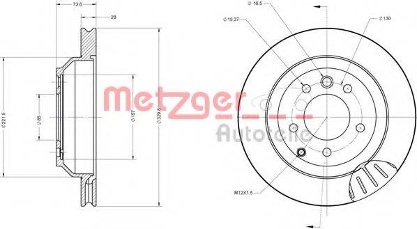 Тормозной диск 6110434 METZGER