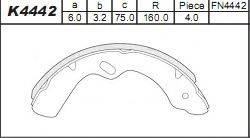 Тормозные колодки задние барабанные K4442 ASIMCO