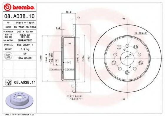 Тормозной диск BS 7690 BRECO