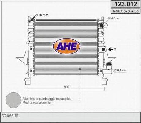 Радиатор, охлаждение двигателя 123.012 AHE