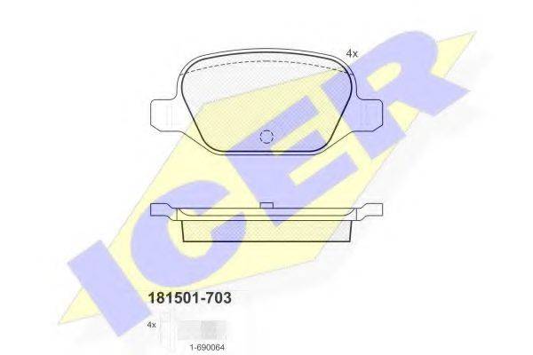 Комплект тормозных колодок, дисковый тормоз 181501-703 ICER