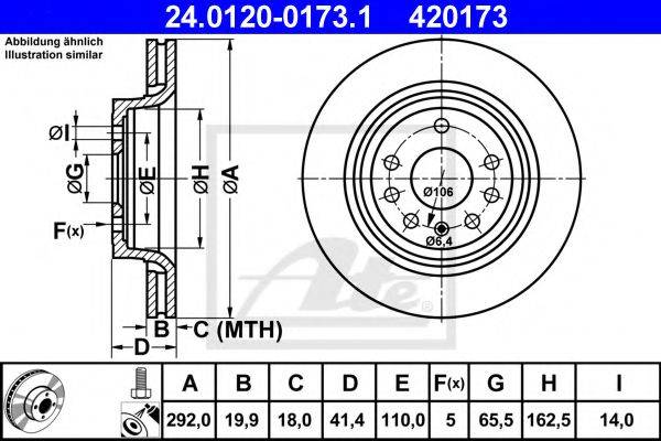 Тормозной диск 24.0120-0173.1 ATE