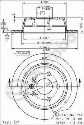 Тормозной диск 08.6968.10 BREMBO