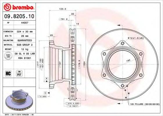 Тормозной диск 09.8205.10 BREMBO