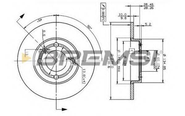 Тормозной диск DBA795S BREMSI