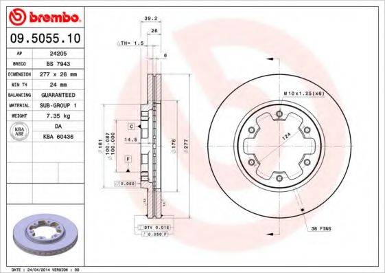 Тормозной диск 09.5055.10 BREMBO