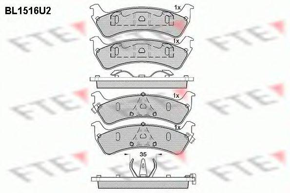 Комплект тормозных колодок, дисковый тормоз BL1516U2 FTE