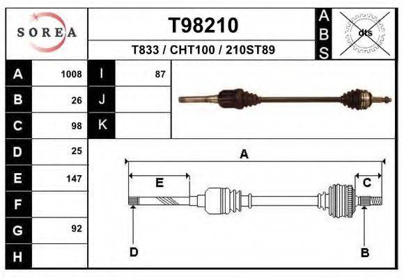 Приводной вал T98210 EAI