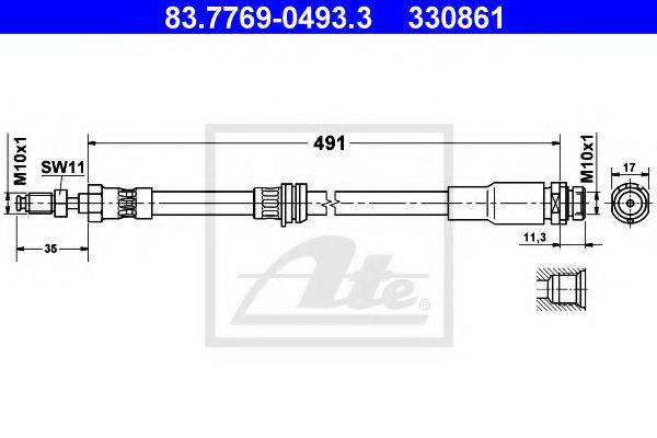 Тормозной шланг 83.7769-0493.3 ATE