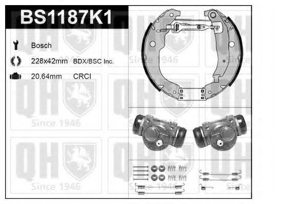 Комплект тормозов, барабанный тормозной механизм BS1187K1 QUINTON HAZELL