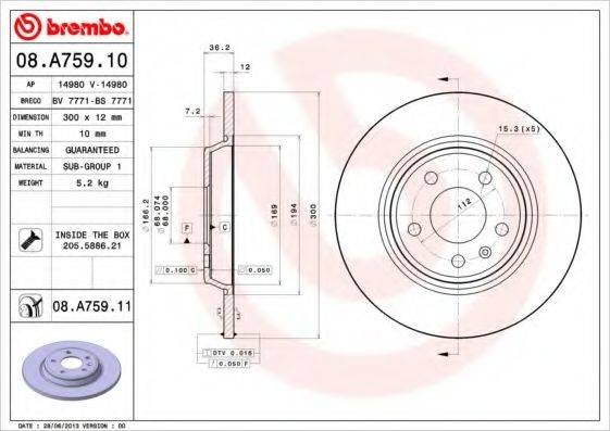 Рисунок 08.A759.11 BREMBO