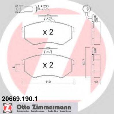 Комплект тормозных колодок, дисковый тормоз 20669.190.1 ZIMMERMANN