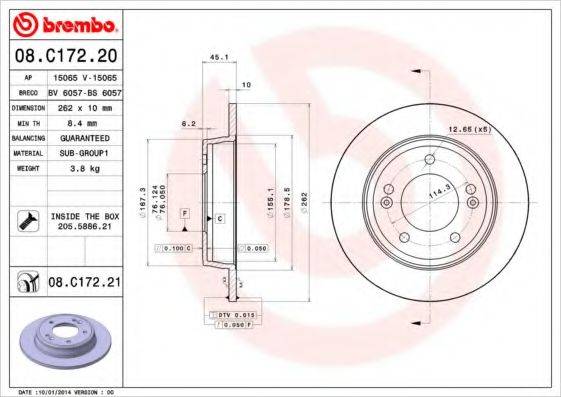 Тормозной диск 08.C172.21 BREMBO