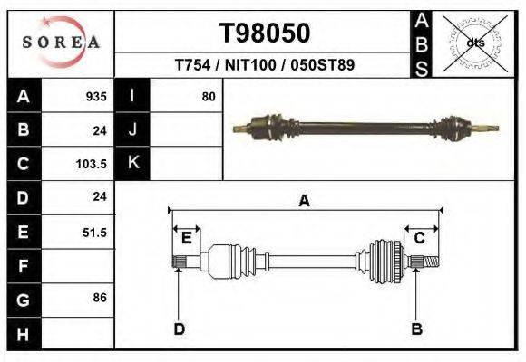 Приводной вал T98050 EAI