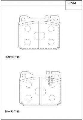 Комплект тормозных колодок, дисковый тормоз KD7754 ASIMCO