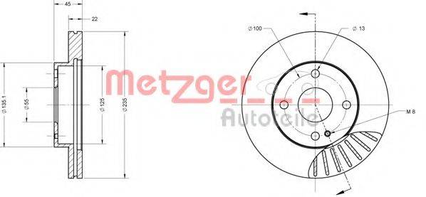 Тормозной диск 6110202 METZGER