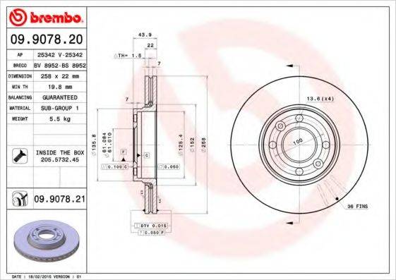 Тормозной диск BS 8952 BRECO