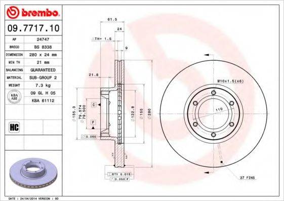 Тормозной диск 09.7717.10 BREMBO