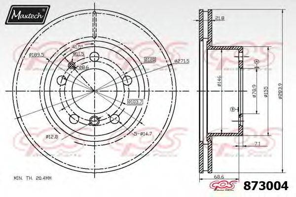 Тормозной диск 873004.6980 MAXTECH