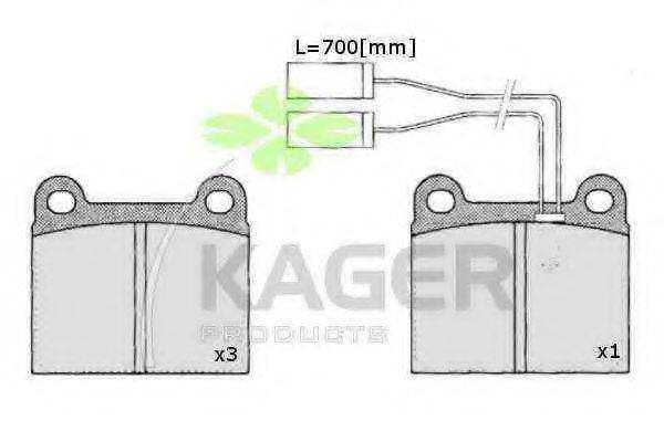 Комплект тормозных колодок, дисковый тормоз 35-0368 KAGER