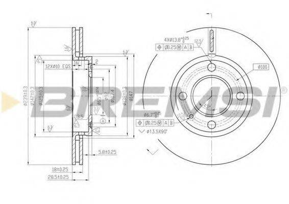 Тормозной диск DBA812V BREMSI