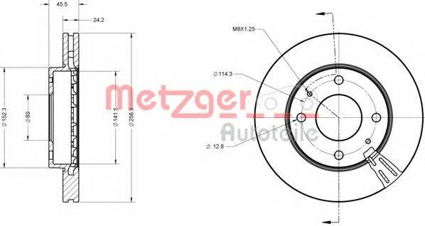 Тормозной диск 6110358 METZGER