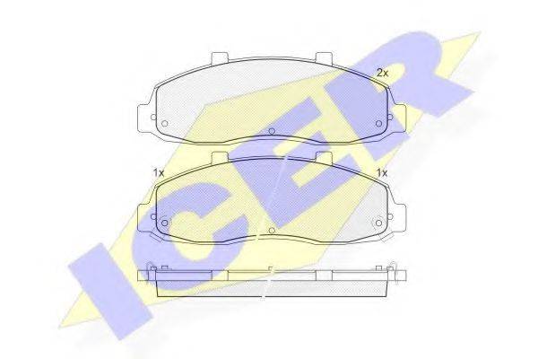 Комплект тормозных колодок, дисковый тормоз 141402 ICER
