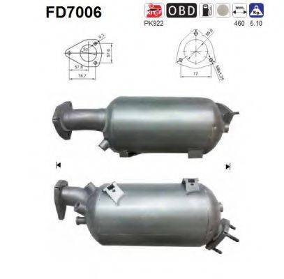 Сажевый / частичный фильтр, система выхлопа ОГ FD7006 AS