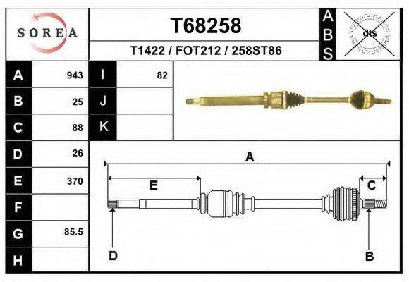 Приводной вал T68258 EAI