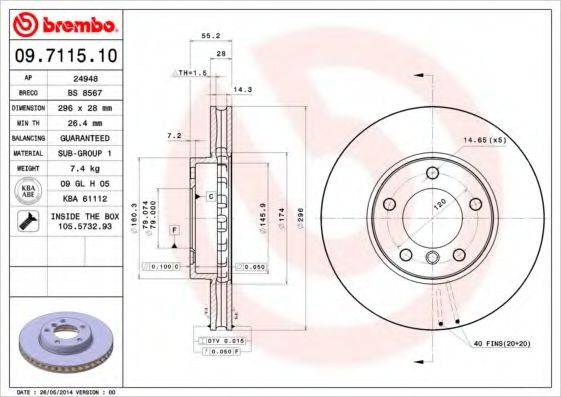 Тормозной диск 09.7115.10 BREMBO