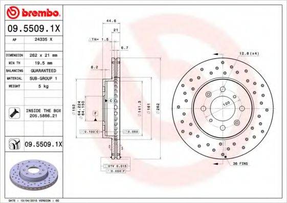 Тормозной диск 09.5509.1X BREMBO