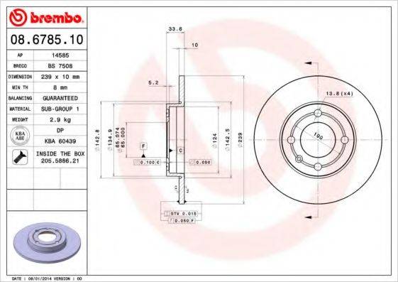 Тормозной диск 08.6785.10 BREMBO