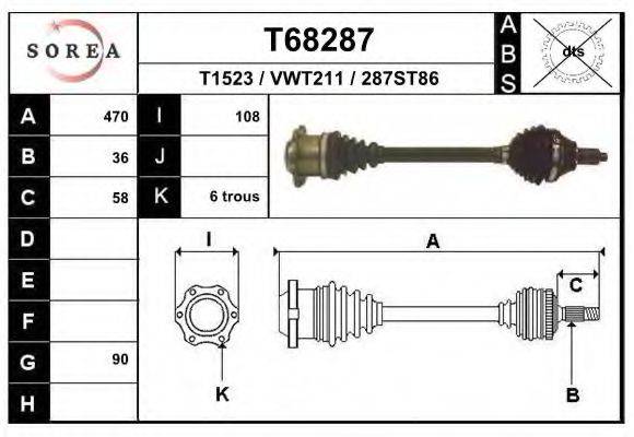 Приводной вал T68287 EAI