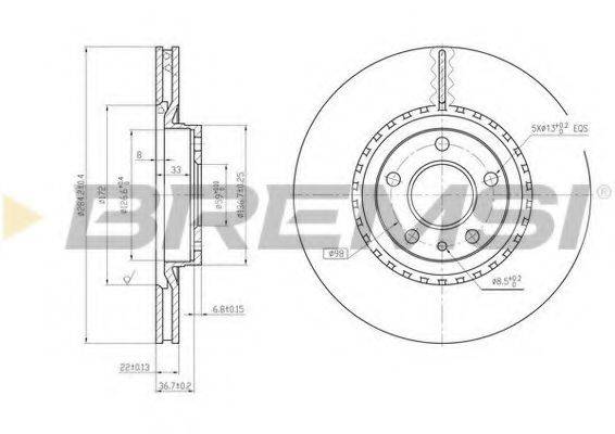 Тормозной диск DBA156V BREMSI