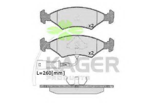 Комплект тормозных колодок, дисковый тормоз 35-0181 KAGER