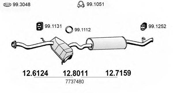 Средний глушитель выхлопных газов 12.6124 ASSO